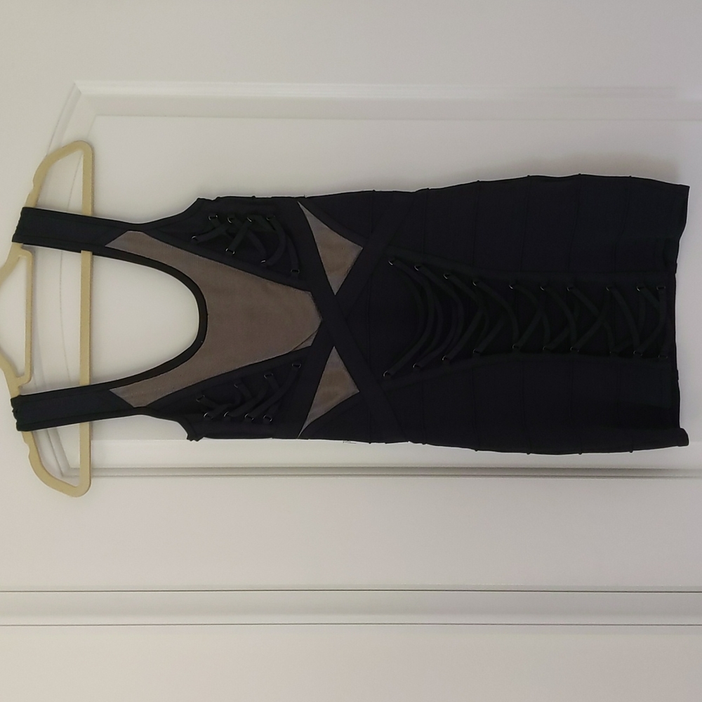 Bebe Bandage Dress in Slate Blue/Gray Size M
